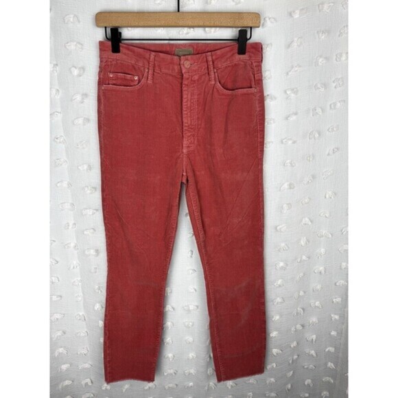 MOTHER Denim The High Waisted Looker Corduroy Pants Hopscotch Pink 27